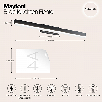 Интерьерная подсветка подсветка картины Maytoni MIR012WL-L14B4K